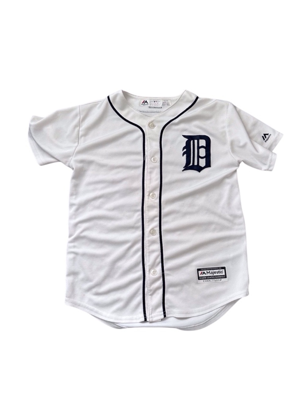 Majestic White and Navy Detroit Tigers Baseball Jersey Cabrera Youth Size 10/12